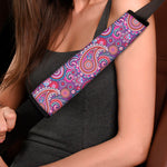 Purple And Pink Paisley Pattern Print Car Seat Belt Covers