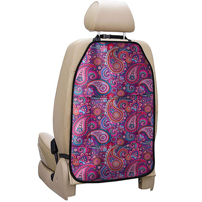 Purple And Pink Paisley Pattern Print Car Seat Organizers