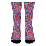 Purple And Pink Paisley Pattern Print Crew Socks