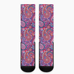 Purple And Pink Paisley Pattern Print Crew Socks