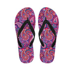Purple And Pink Paisley Pattern Print Flip Flops