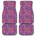 Purple And Pink Paisley Pattern Print Front and Back Car Floor Mats