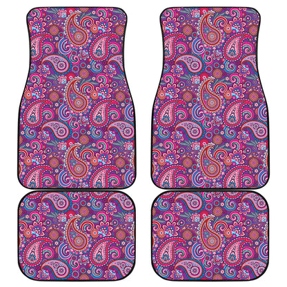 Purple And Pink Paisley Pattern Print Front and Back Car Floor Mats