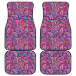 Purple And Pink Paisley Pattern Print Front and Back Car Floor Mats