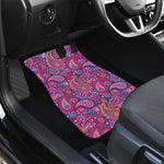 Purple And Pink Paisley Pattern Print Front and Back Car Floor Mats