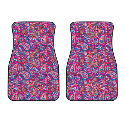 Purple And Pink Paisley Pattern Print Front Car Floor Mats