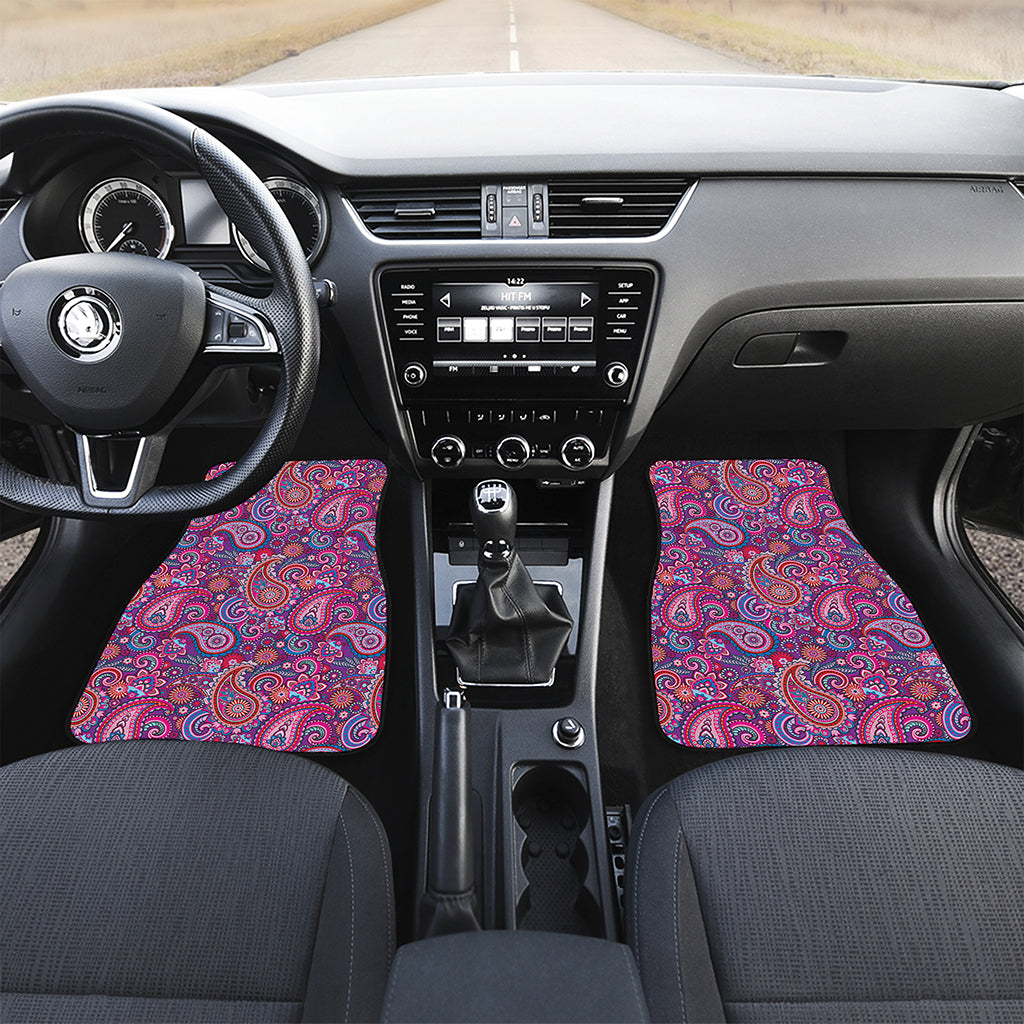 Purple And Pink Paisley Pattern Print Front Car Floor Mats
