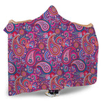Purple And Pink Paisley Pattern Print Hooded Blanket