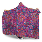 Purple And Pink Paisley Pattern Print Hooded Blanket