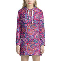 Purple And Pink Paisley Pattern Print Pullover Hoodie Dress