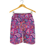 Purple And Pink Paisley Pattern Print Men's Shorts