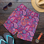 Purple And Pink Paisley Pattern Print Men's Shorts