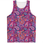 Purple And Pink Paisley Pattern Print Men's Tank Top