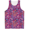 Purple And Pink Paisley Pattern Print Men's Tank Top