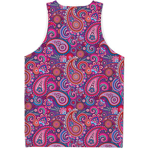 Purple And Pink Paisley Pattern Print Men's Tank Top