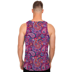 Purple And Pink Paisley Pattern Print Men's Tank Top