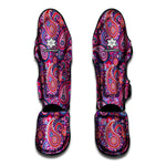 Purple And Pink Paisley Pattern Print Muay Thai Shin Guard