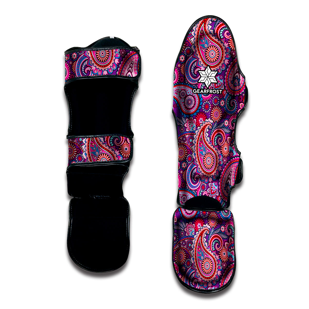 Purple And Pink Paisley Pattern Print Muay Thai Shin Guard