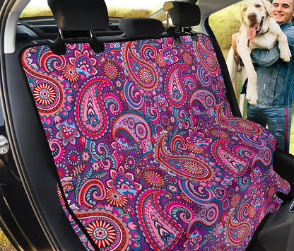 Purple And Pink Paisley Pattern Print Pet Car Back Seat Cover