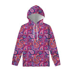 Purple And Pink Paisley Pattern Print Pullover Hoodie