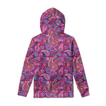 Purple And Pink Paisley Pattern Print Pullover Hoodie