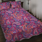 Purple And Pink Paisley Pattern Print Quilt Bed Set