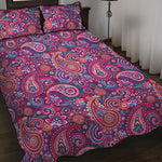 Purple And Pink Paisley Pattern Print Quilt Bed Set