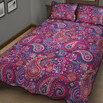 Purple And Pink Paisley Pattern Print Quilt Bed Set