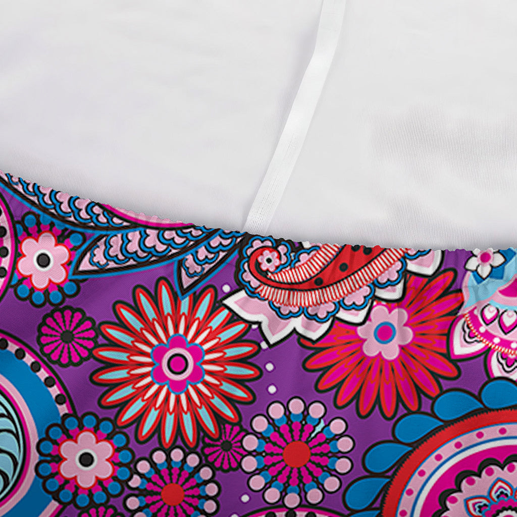 Purple And Pink Paisley Pattern Print Sofa Cover