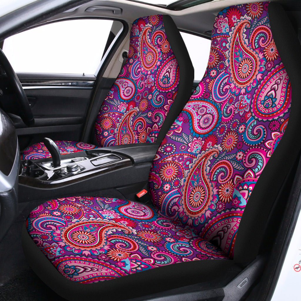 Purple And Pink Paisley Pattern Print Universal Fit Car Seat Covers