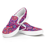 Purple And Pink Paisley Pattern Print White Slip On Shoes