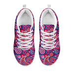 Purple And Pink Paisley Pattern Print White Sneakers