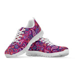 Purple And Pink Paisley Pattern Print White Sneakers