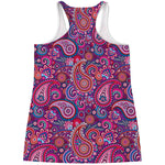 Purple And Pink Paisley Pattern Print Women's Racerback Tank Top