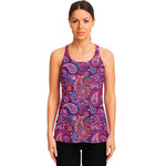 Purple And Pink Paisley Pattern Print Women's Racerback Tank Top