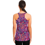 Purple And Pink Paisley Pattern Print Women's Racerback Tank Top