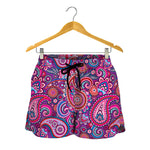 Purple And Pink Paisley Pattern Print Women's Shorts
