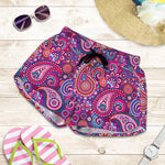 Purple And Pink Paisley Pattern Print Women's Shorts