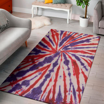 Purple And Red Spider Tie Dye Print Area Rug