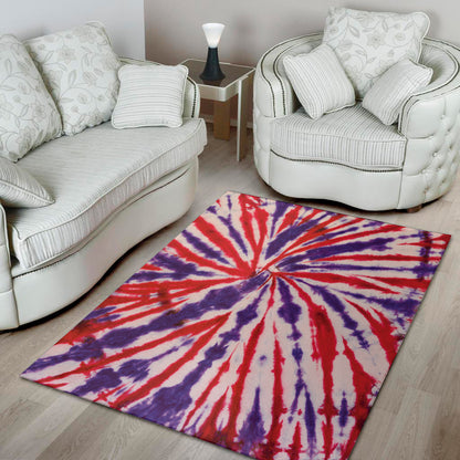 Purple And Red Spider Tie Dye Print Area Rug