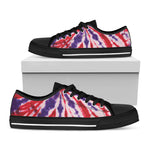 Purple And Red Spider Tie Dye Print Black Low Top Shoes