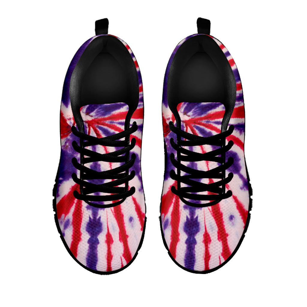 Purple And Red Spider Tie Dye Print Black Sneakers