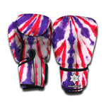 Purple And Red Spider Tie Dye Print Boxing Gloves