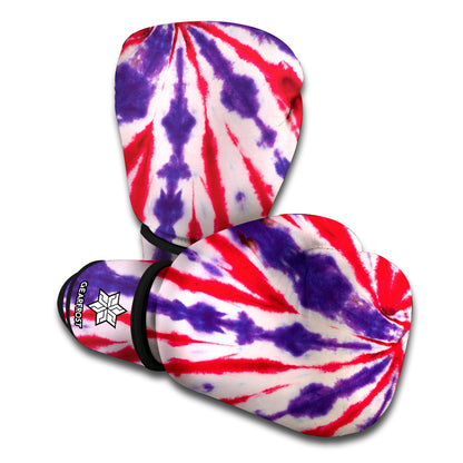 Purple And Red Spider Tie Dye Print Boxing Gloves