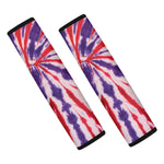 Purple And Red Spider Tie Dye Print Car Seat Belt Covers