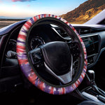 Purple And Red Spider Tie Dye Print Car Steering Wheel Cover