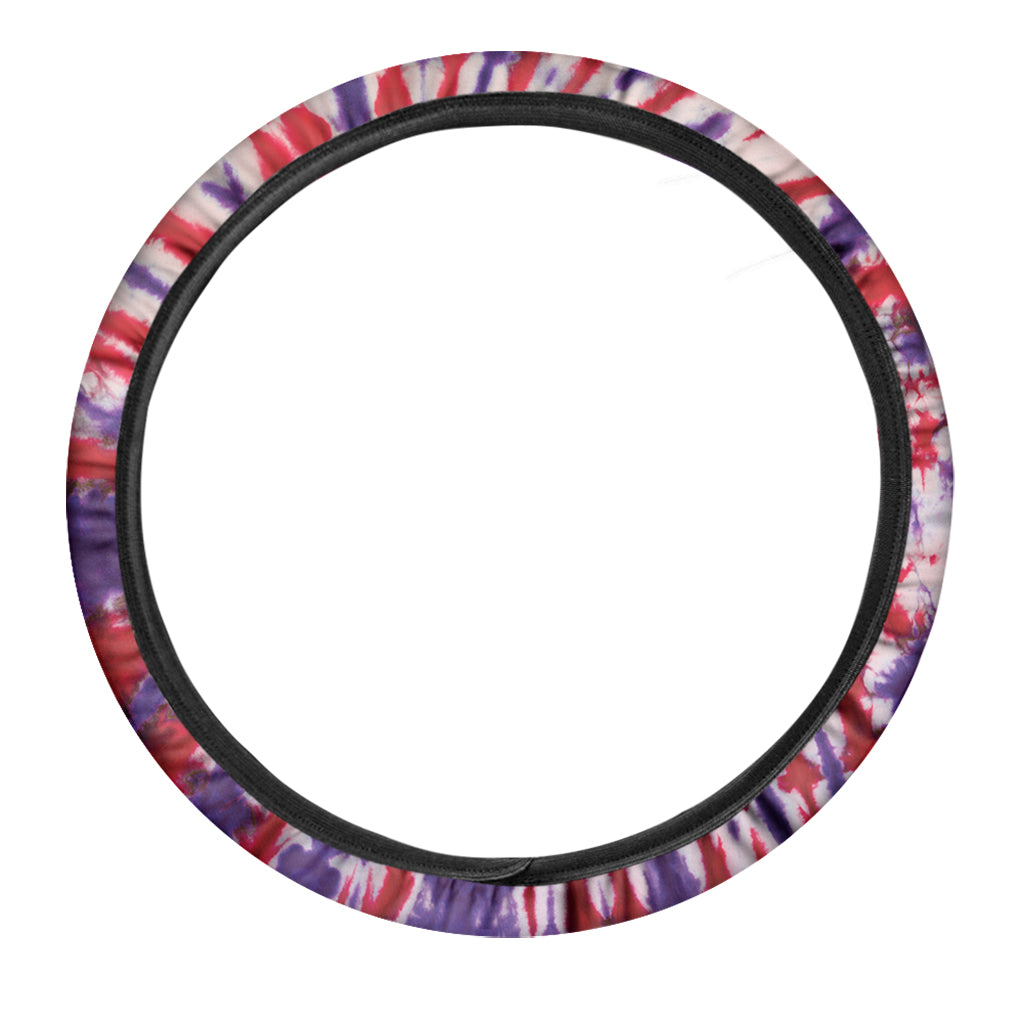 Purple And Red Spider Tie Dye Print Car Steering Wheel Cover