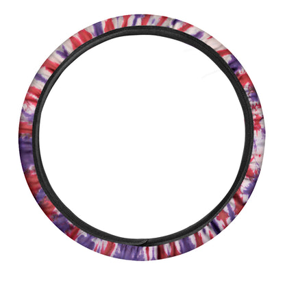 Purple And Red Spider Tie Dye Print Car Steering Wheel Cover