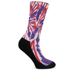 Purple And Red Spider Tie Dye Print Crew Socks