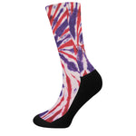 Purple And Red Spider Tie Dye Print Crew Socks